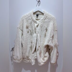 Bow Cream Teddy Jacket - Brand New